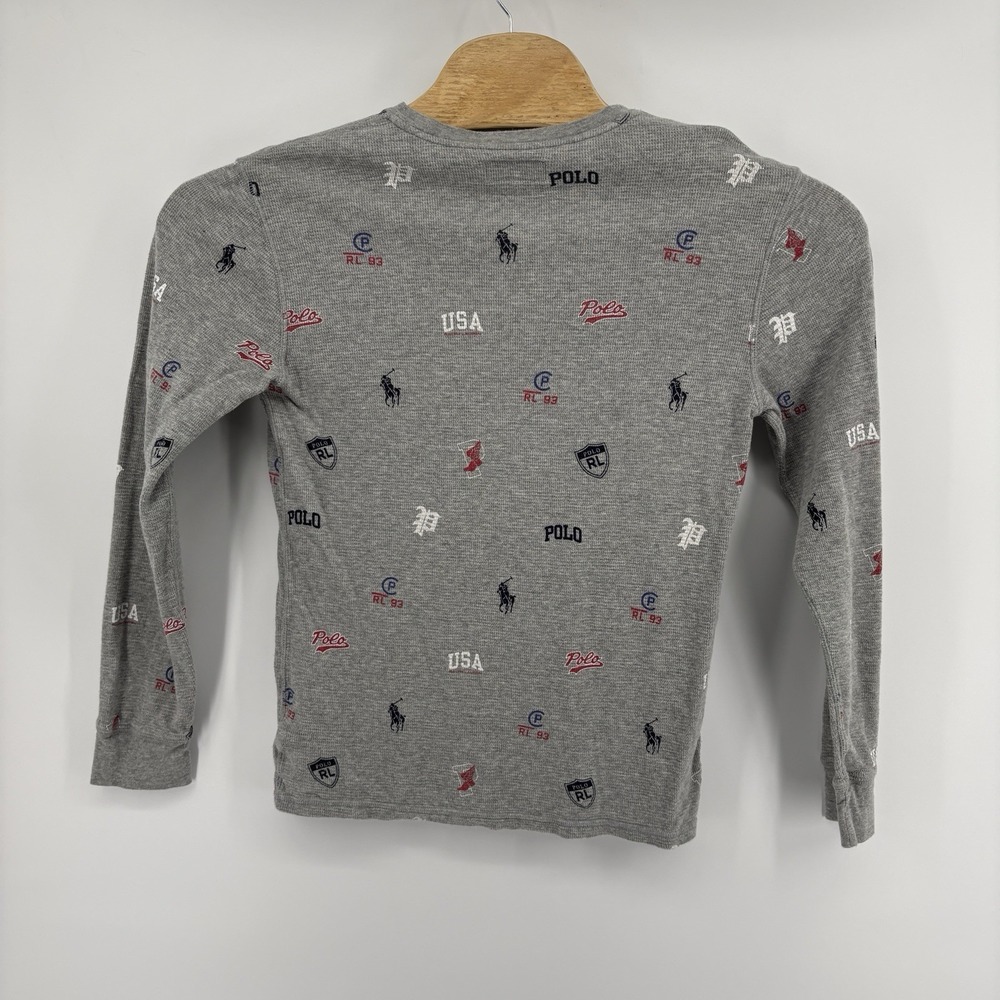 Polo Ralph Lauren Gray Waffle Knit Henley Sleepwear Shirt Men's MediumThermal LS - Picture 6 of 9